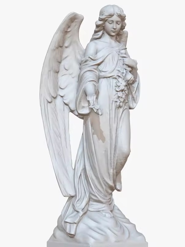 Estátua de figura moderna de anjo romano italiano branco ao ar livre