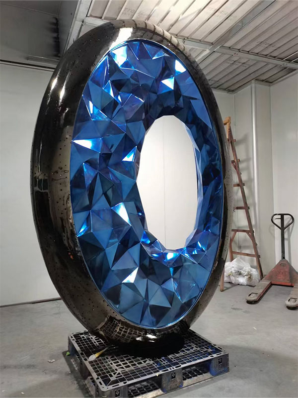 Arte de escultura de diamante em aço inoxidável de metal personalizado