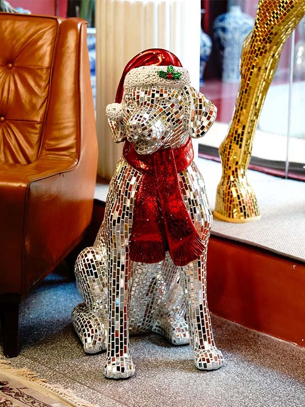 Mirror Mosaic Dog Sculpture