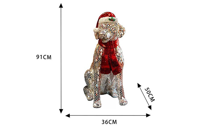 Christmas Mosaic Dog Sculpture for Holiday Displays